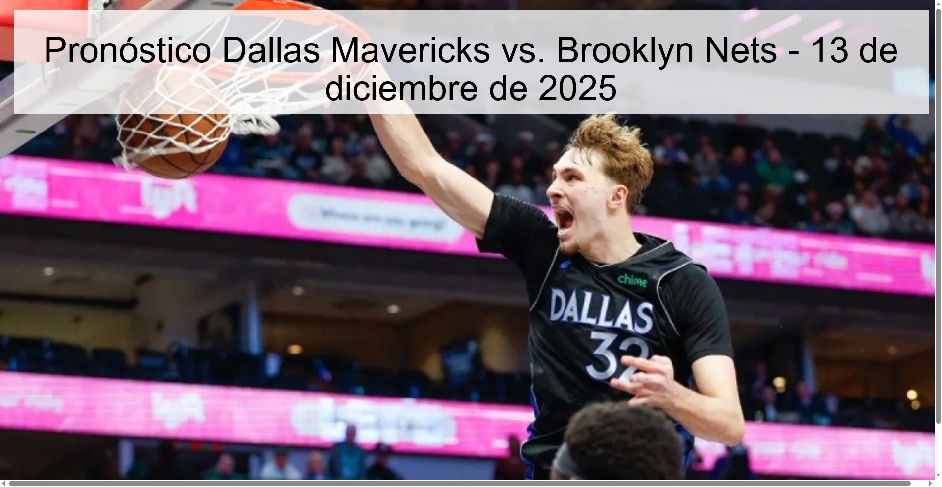 Pronóstico Dallas Mavericks vs. Brooklyn Nets - 13 de diciembre de 2025