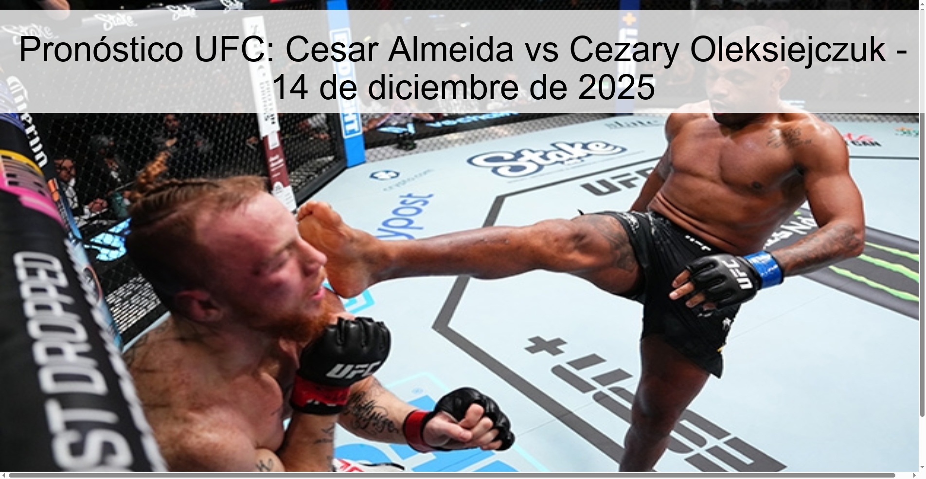 Pronóstico UFC: Cesar Almeida vs Cezary Oleksiejczuk - 14 de diciembre de 2025