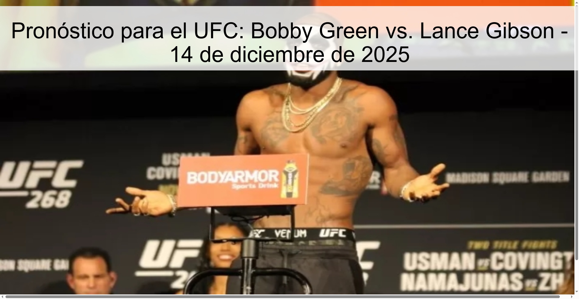 Pronóstico para el UFC: Bobby Green vs. Lance Gibson - 14 de diciembre de 2025
