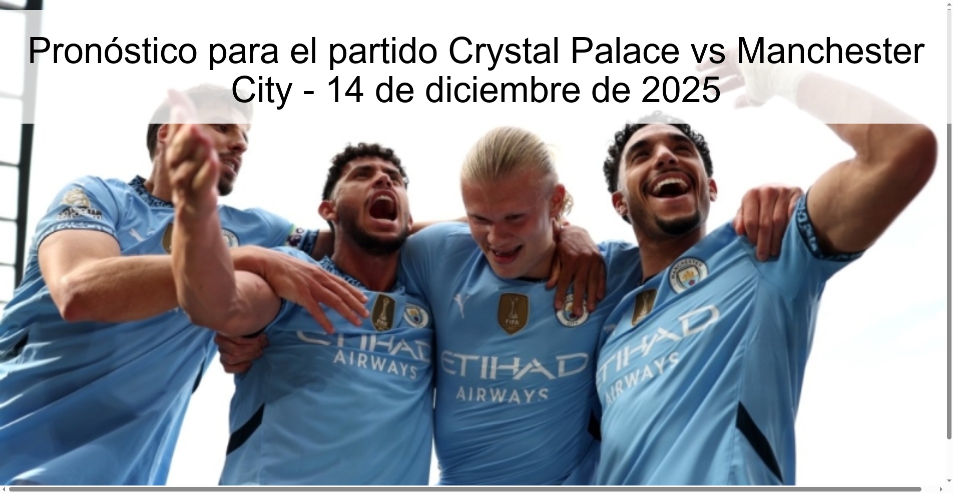 Pronóstico para el partido Crystal Palace vs Manchester City - 14 de diciembre de 2025
