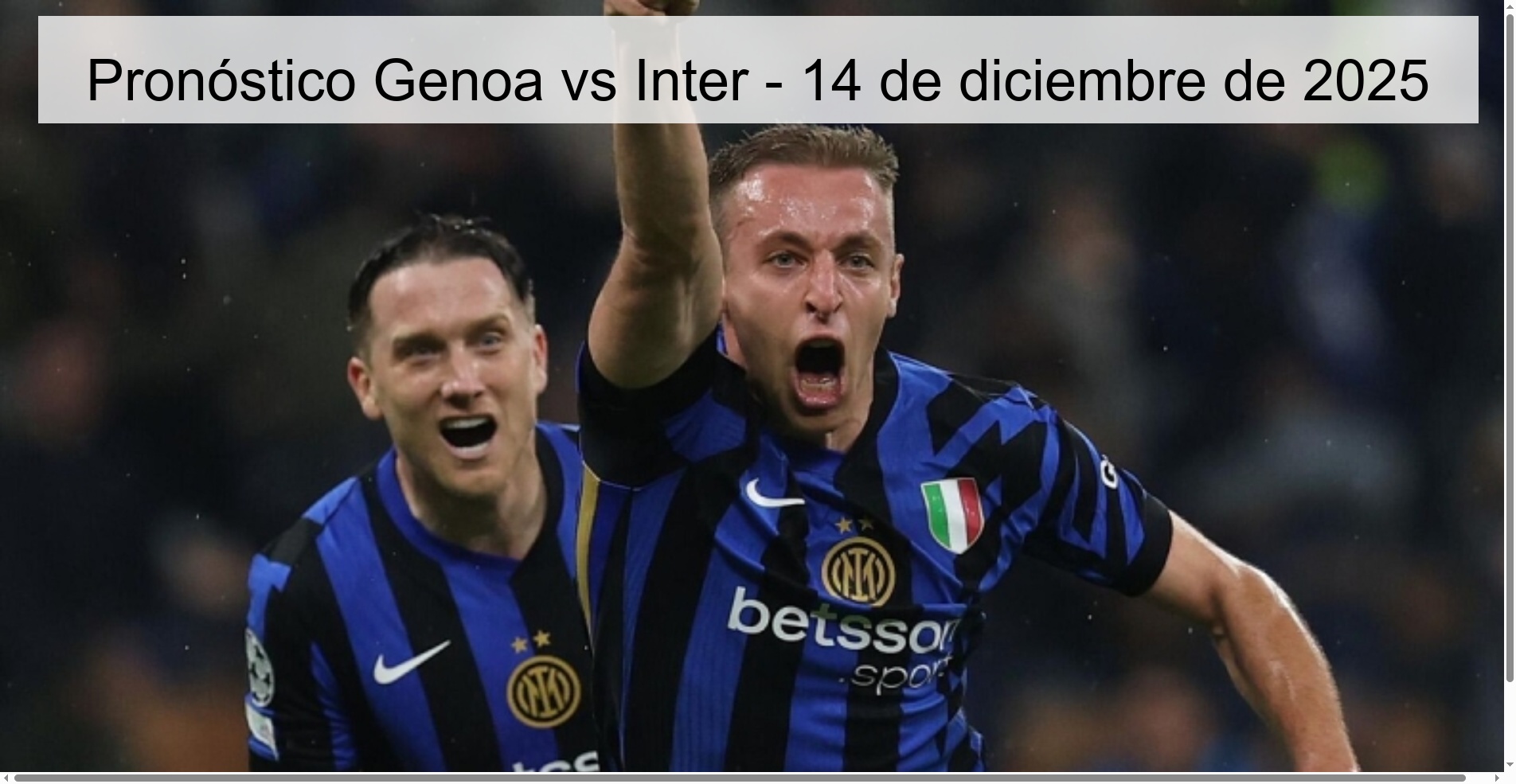 Pronóstico Genoa vs Inter - 14 de diciembre de 2025