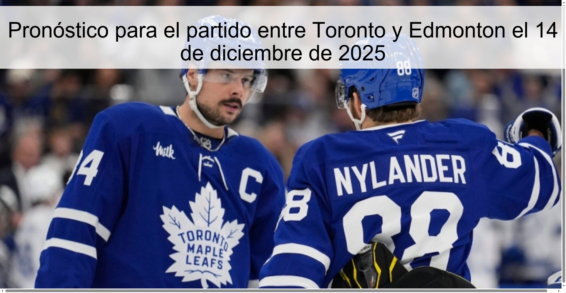 Pronóstico para el partido entre Toronto y Edmonton el 14 de diciembre de 2025