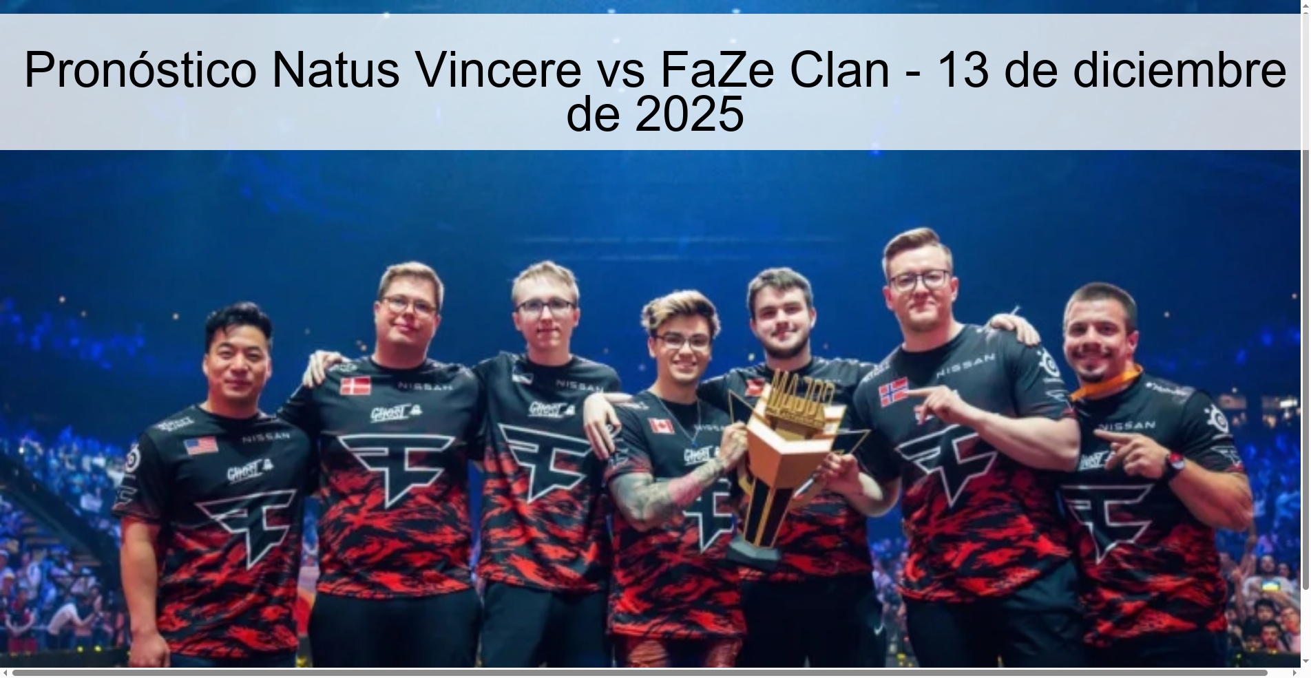 Pronóstico Natus Vincere vs FaZe Clan - 13 de diciembre de 2025