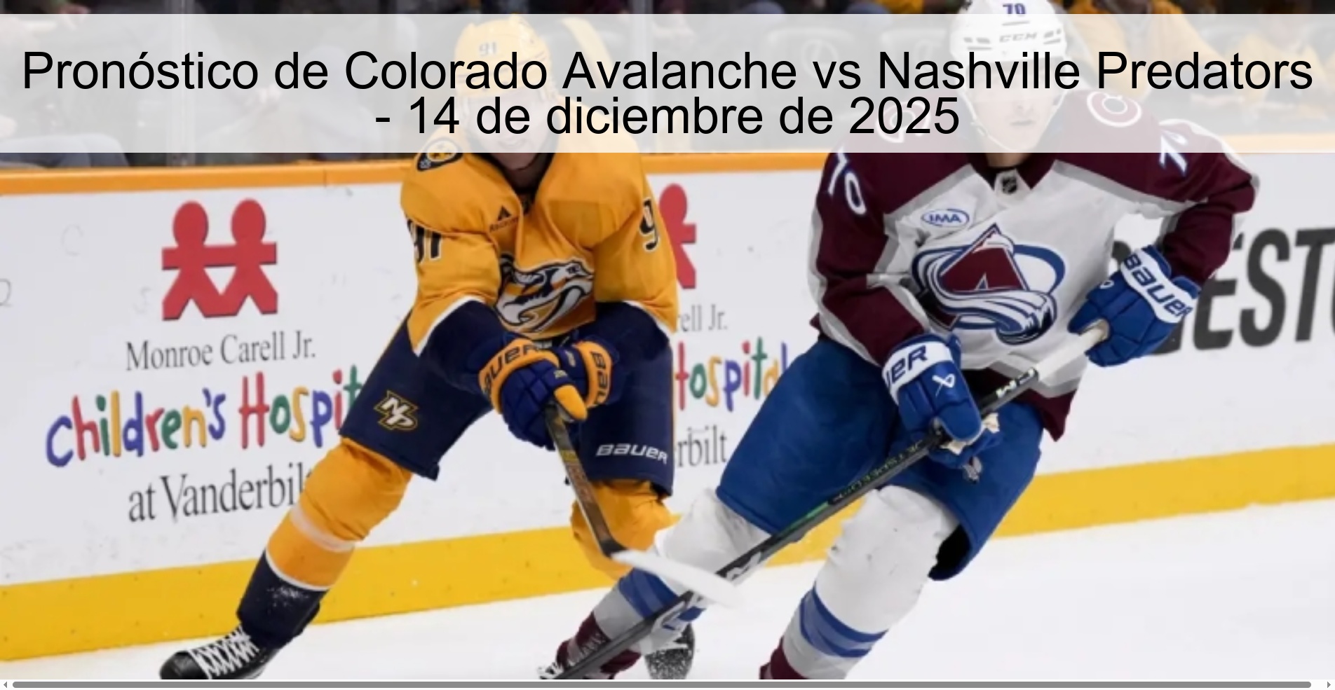 Pronóstico de Colorado Avalanche vs Nashville Predators - 14 de diciembre de 2025