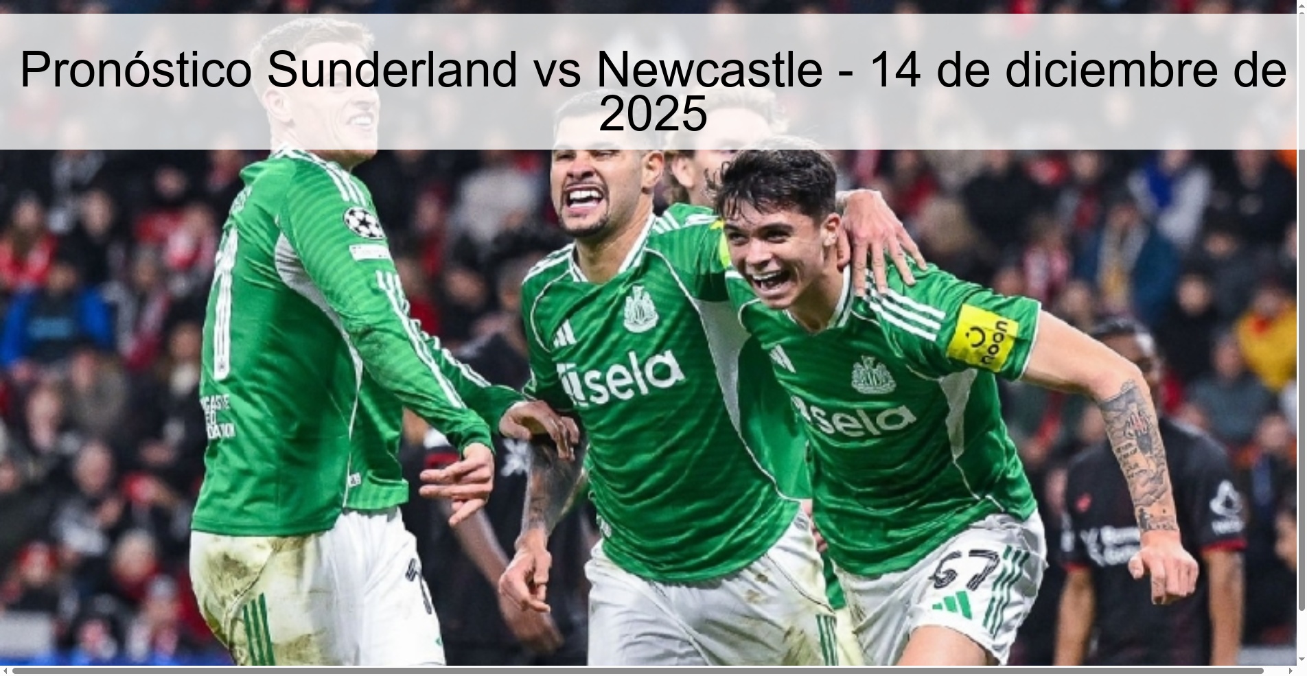 Pronóstico Sunderland vs Newcastle - 14 de diciembre de 2025