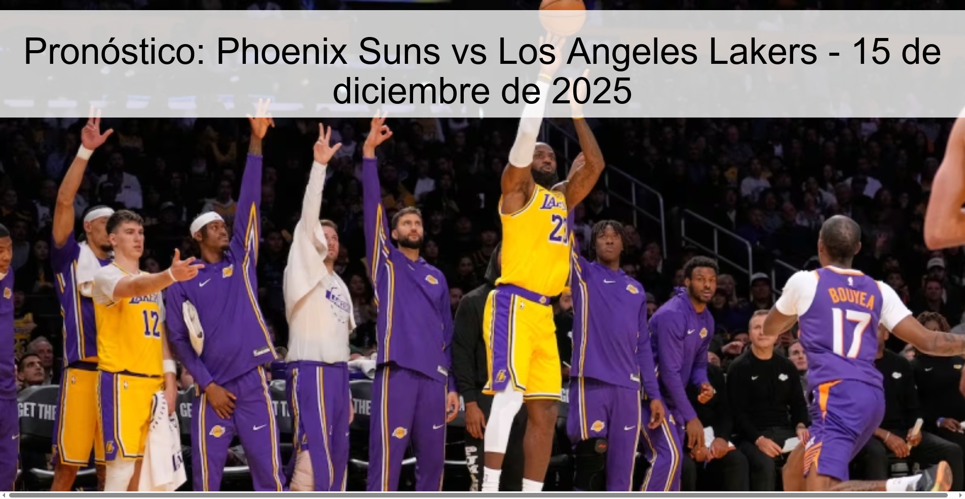 Pronóstico: Phoenix Suns vs Los Angeles Lakers - 15 de diciembre de 2025