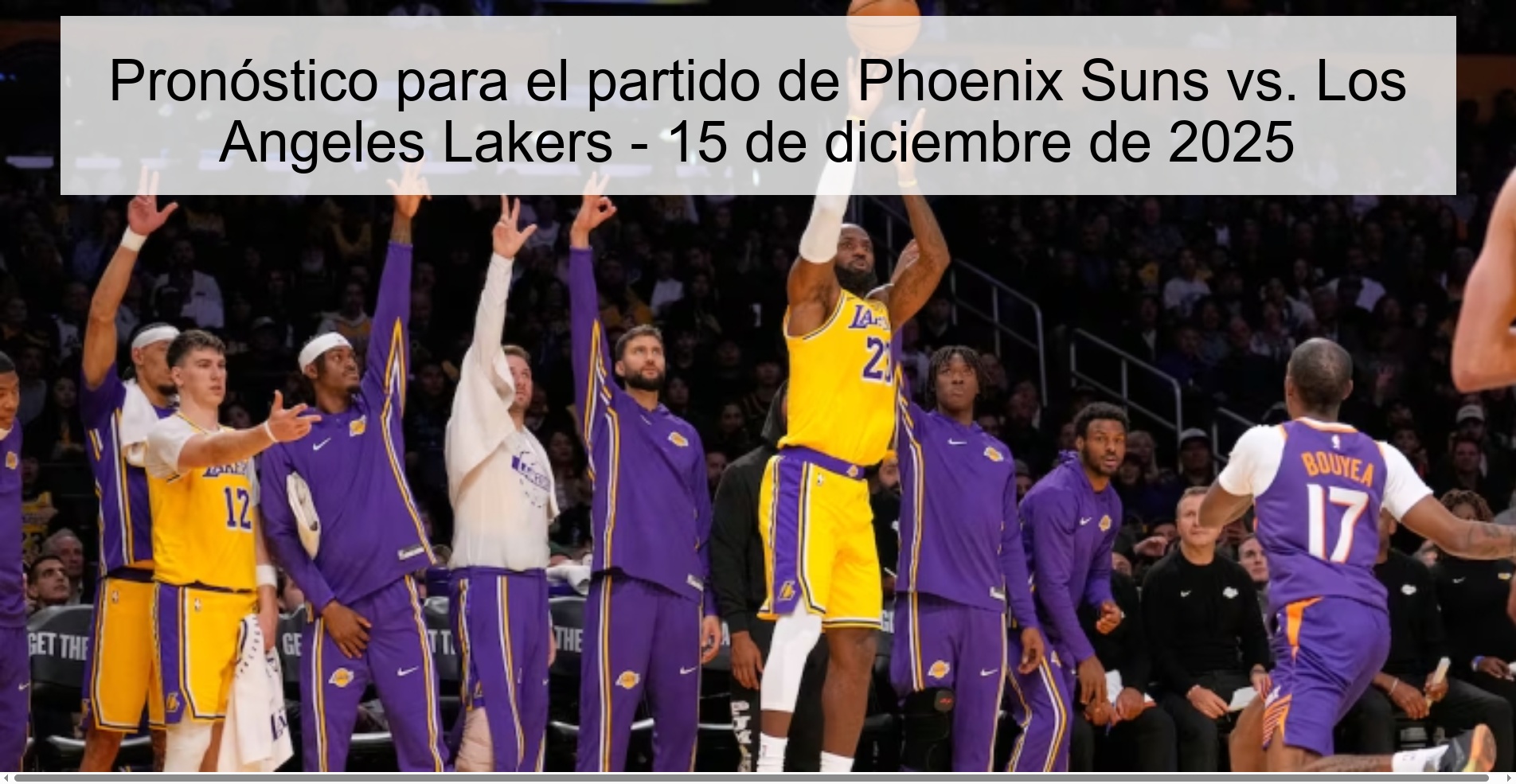 Pronóstico para el partido de Phoenix Suns vs. Los Angeles Lakers - 15 de diciembre de 2025