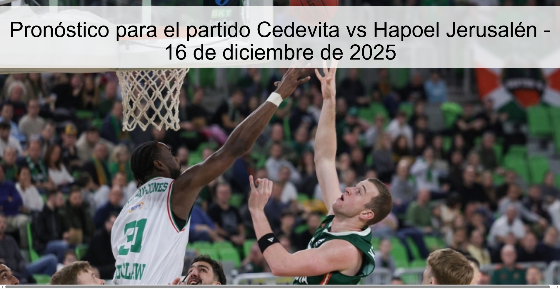 Pronóstico para el partido Cedevita vs Hapoel Jerusalén - 16 de diciembre de 2025