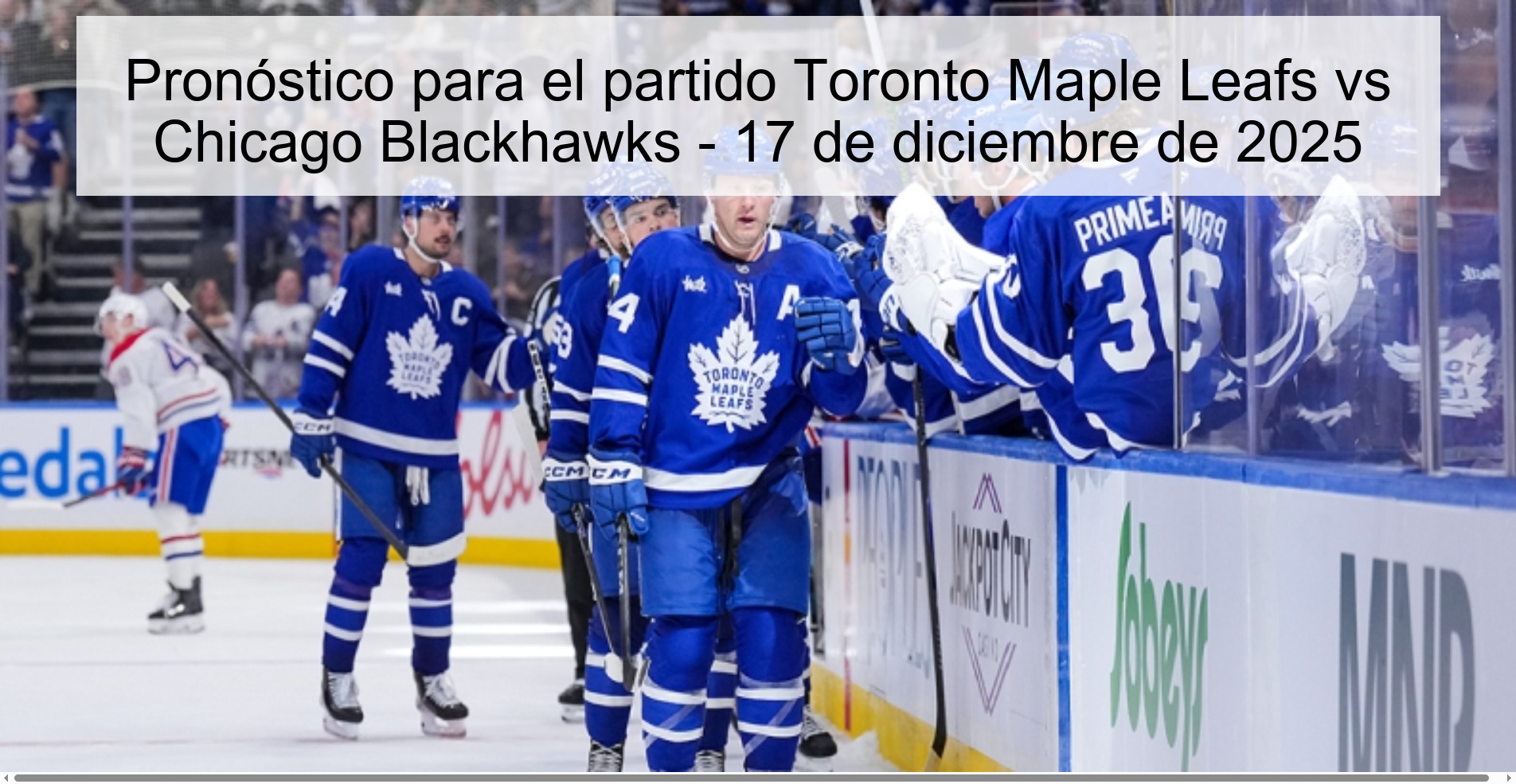 Pronóstico para el partido Toronto Maple Leafs vs Chicago Blackhawks - 17 de diciembre de 2025