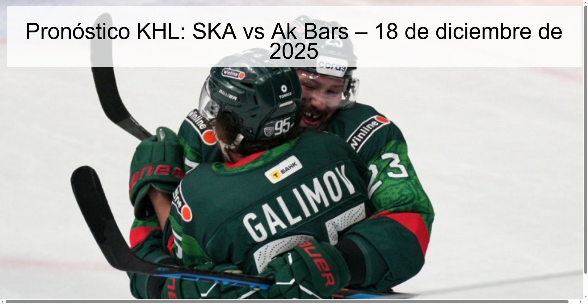 Pronóstico KHL: SKA vs Ak Bars – 18 de diciembre de 2025