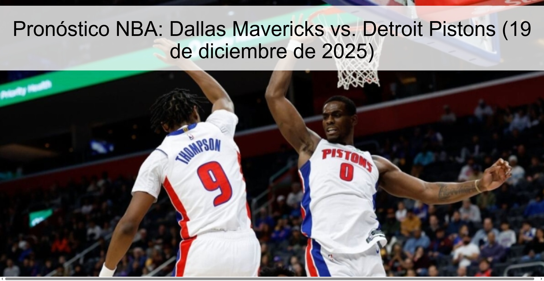 Pronóstico NBA: Dallas Mavericks vs. Detroit Pistons (19 de diciembre de 2025)