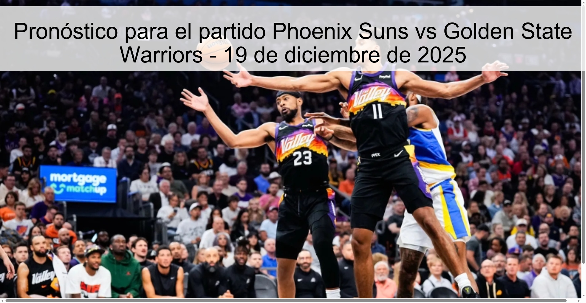 Pronóstico para el partido Phoenix Suns vs Golden State Warriors - 19 de diciembre de 2025