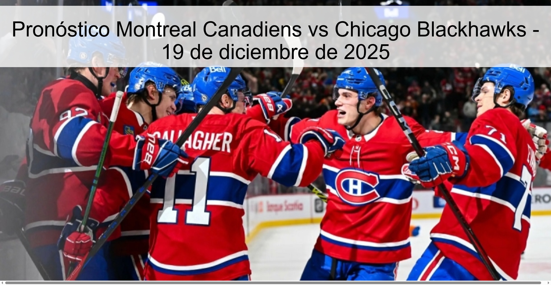 Pronóstico Montreal Canadiens vs Chicago Blackhawks - 19 de diciembre de 2025