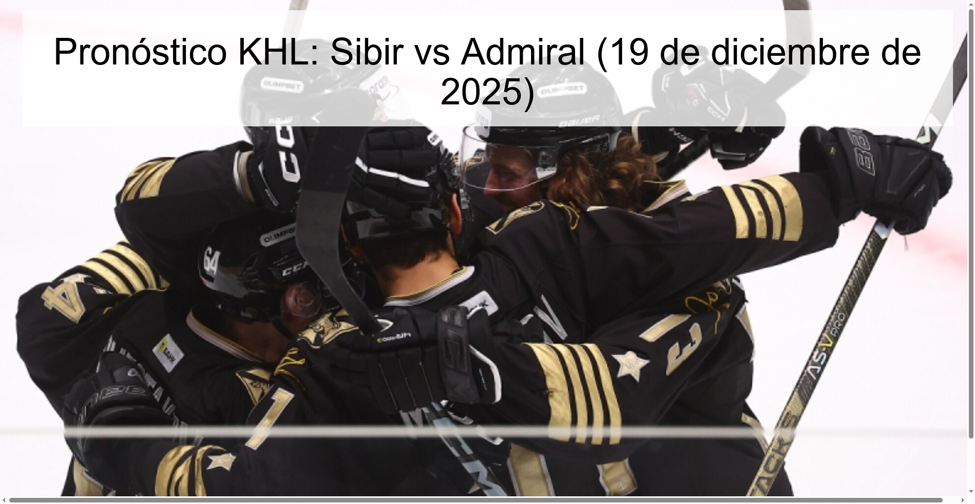 Pronóstico KHL: Sibir vs Admiral (19 de diciembre de 2025)