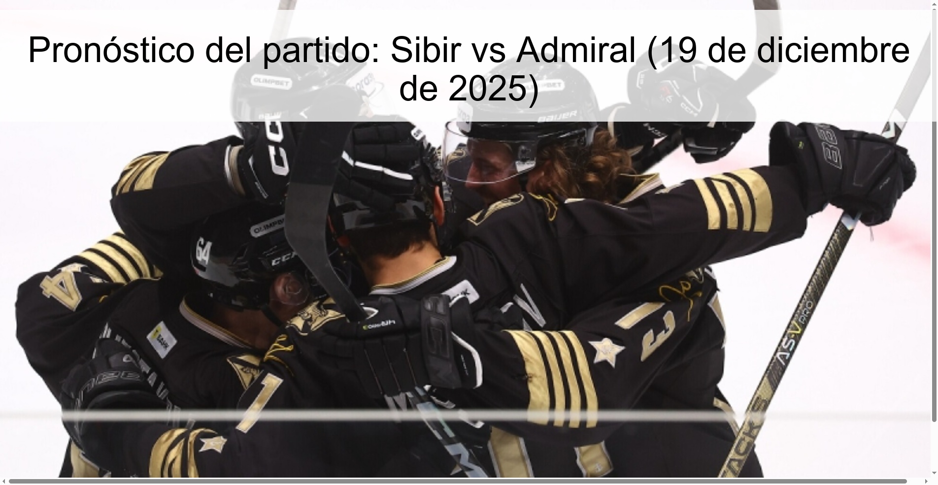 Pronóstico del partido: Sibir vs Admiral (19 de diciembre de 2025)