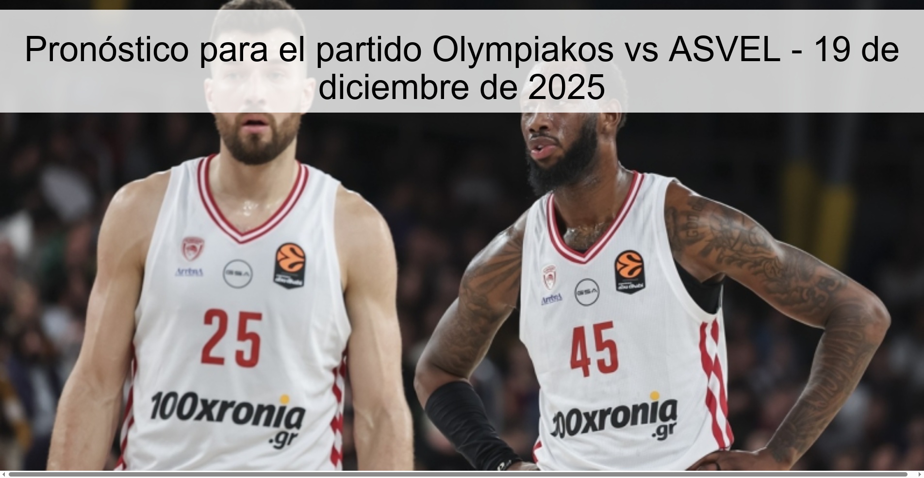 Pronóstico para el partido Olympiakos vs ASVEL - 19 de diciembre de 2025