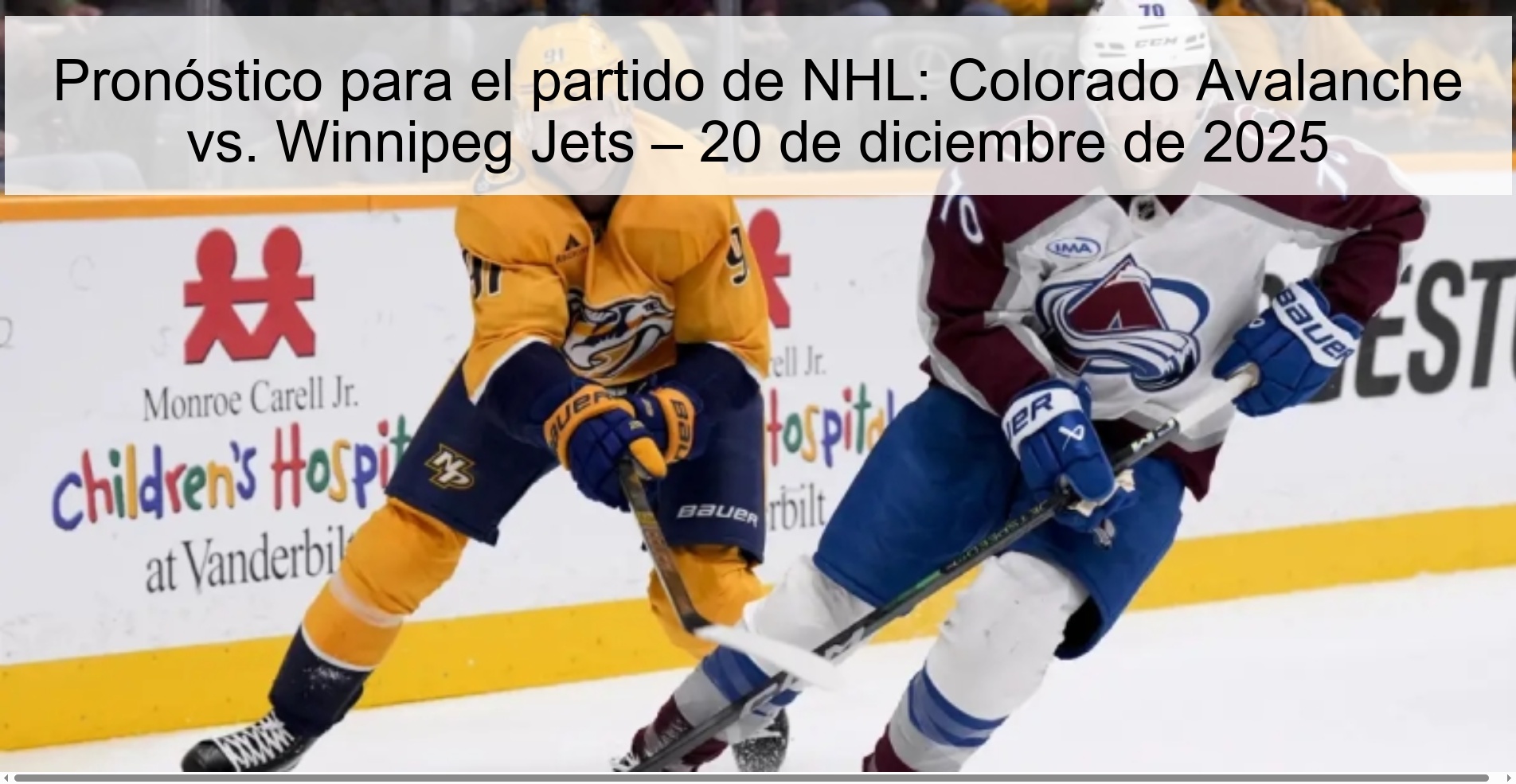 Pronóstico para el partido de NHL: Colorado Avalanche vs. Winnipeg Jets – 20 de diciembre de 2025