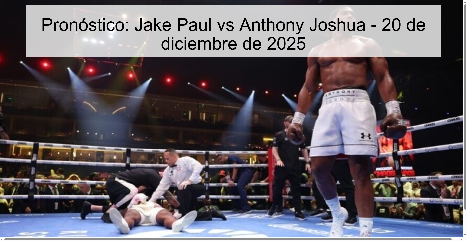 Pronóstico: Jake Paul vs Anthony Joshua - 20 de diciembre de 2025