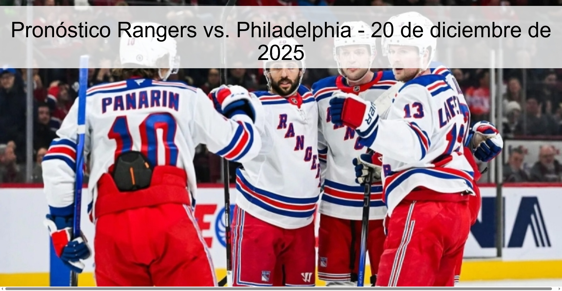 Pronóstico Rangers vs. Philadelphia - 20 de diciembre de 2025