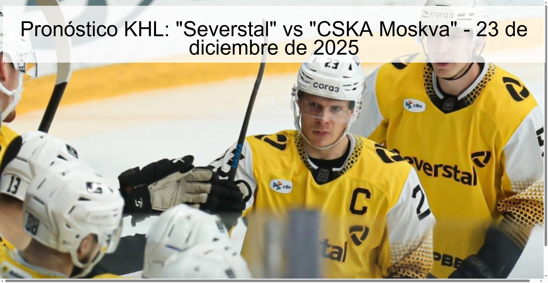 Pronóstico KHL: “Severstal” vs “CSKA Moskva” – 23 de diciembre de 2025