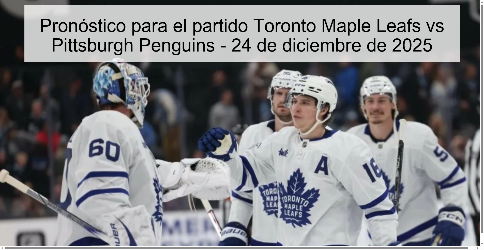 Pronóstico para el partido Toronto Maple Leafs vs Pittsburgh Penguins – 24 de diciembre de 2025