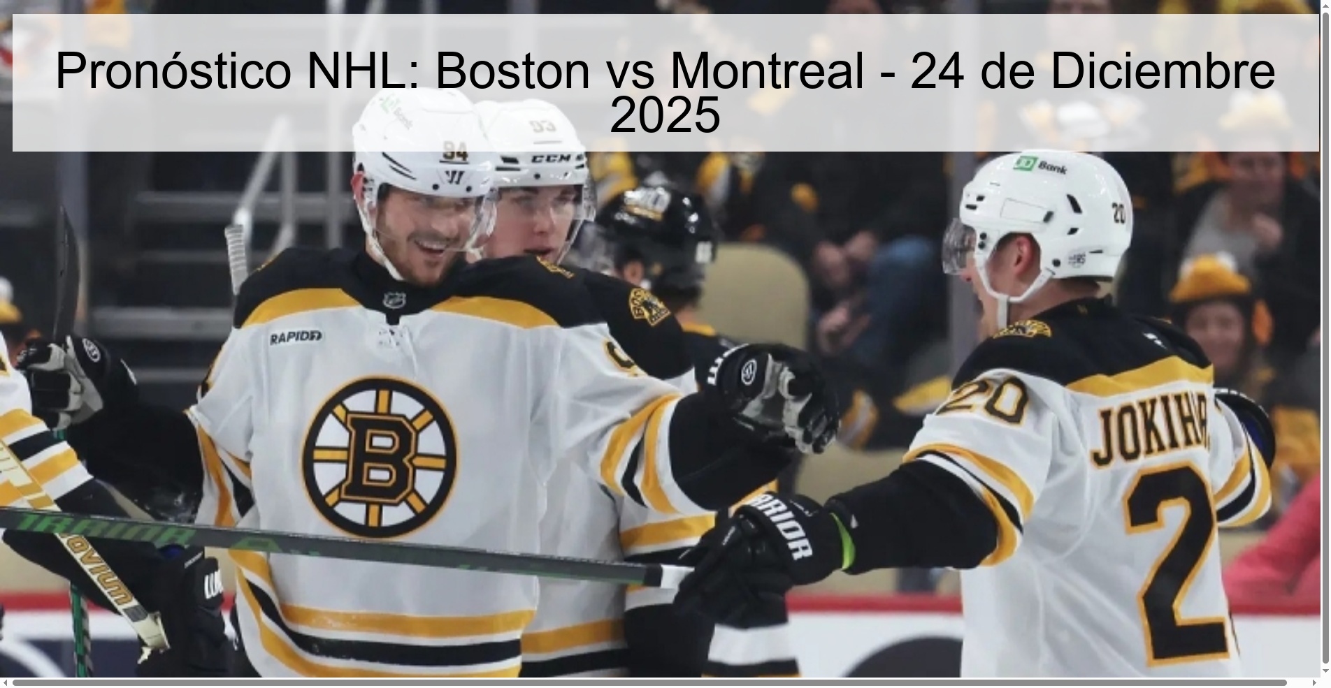 Pronóstico NHL: Boston vs Montreal – 24 de Diciembre 2025