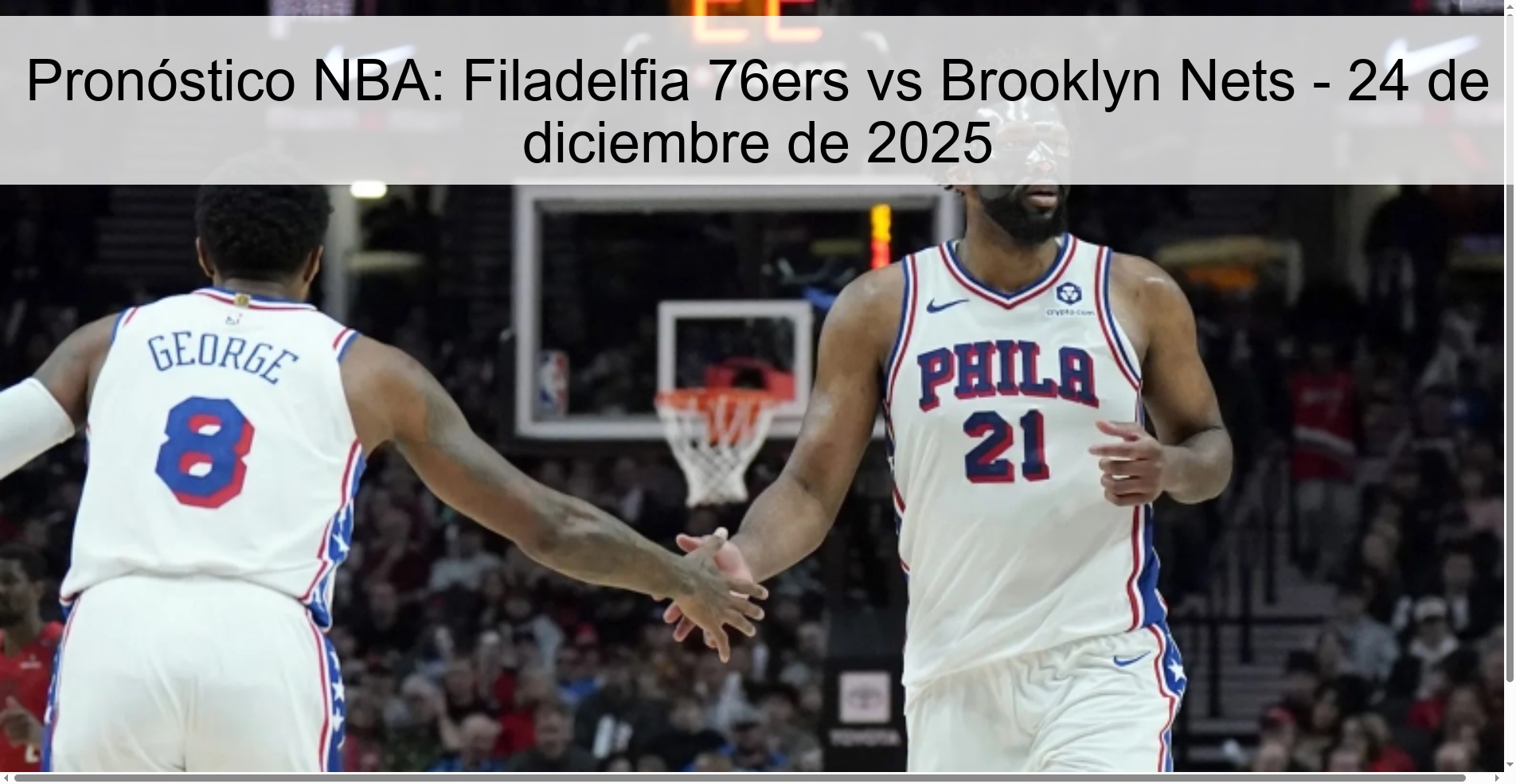 Pronóstico NBA: Filadelfia 76ers vs Brooklyn Nets – 24 de diciembre de 2025