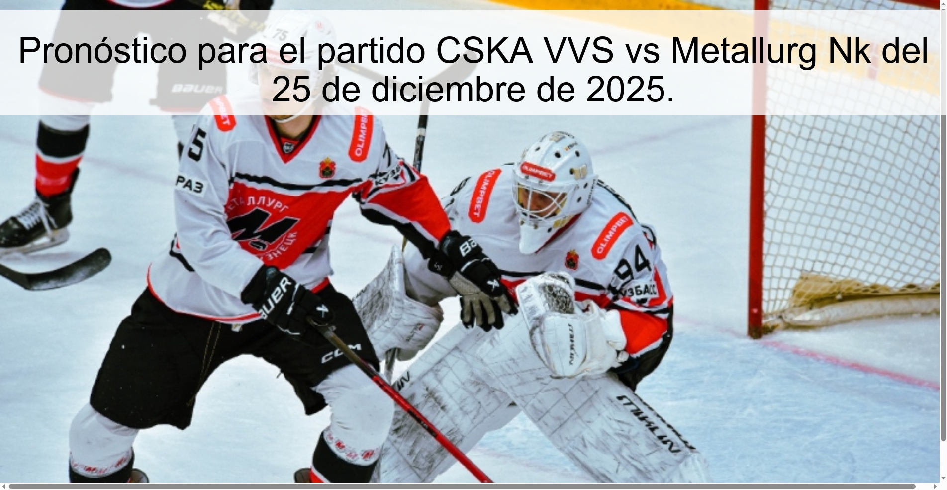 Pronóstico para el partido CSKA VVS vs Metallurg Nk del 25 de diciembre de 2025.