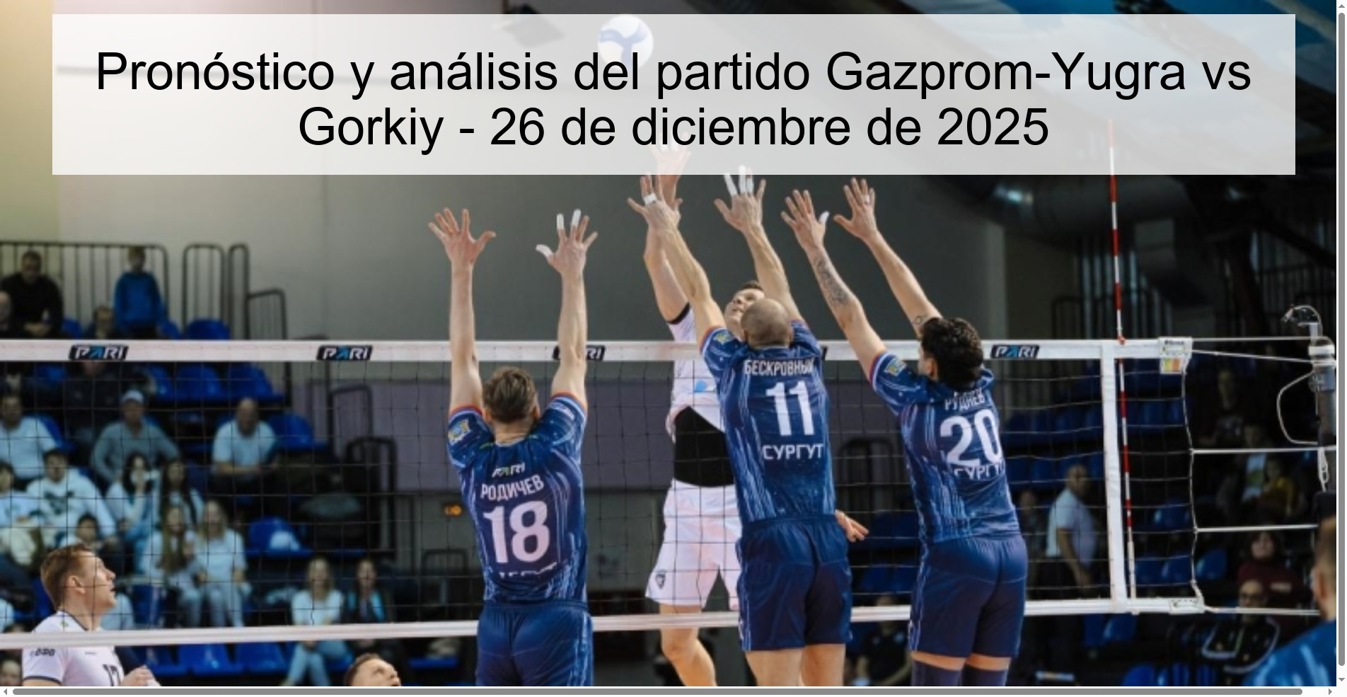 Pronóstico y análisis del partido Gazprom-Yugra vs Gorkiy – 26 de diciembre de 2025