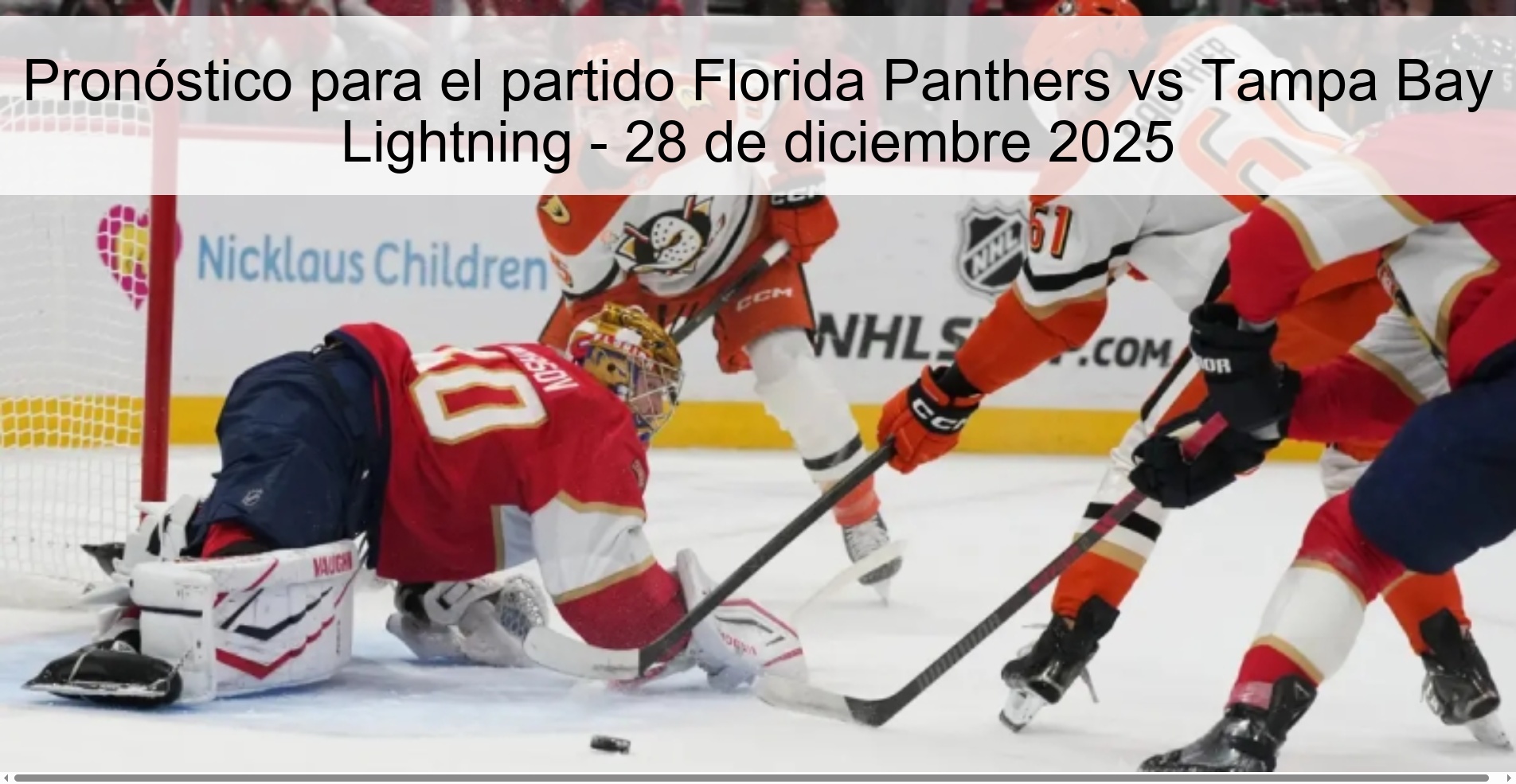 Pronóstico para el partido Florida Panthers vs Tampa Bay Lightning – 28 de diciembre 2025