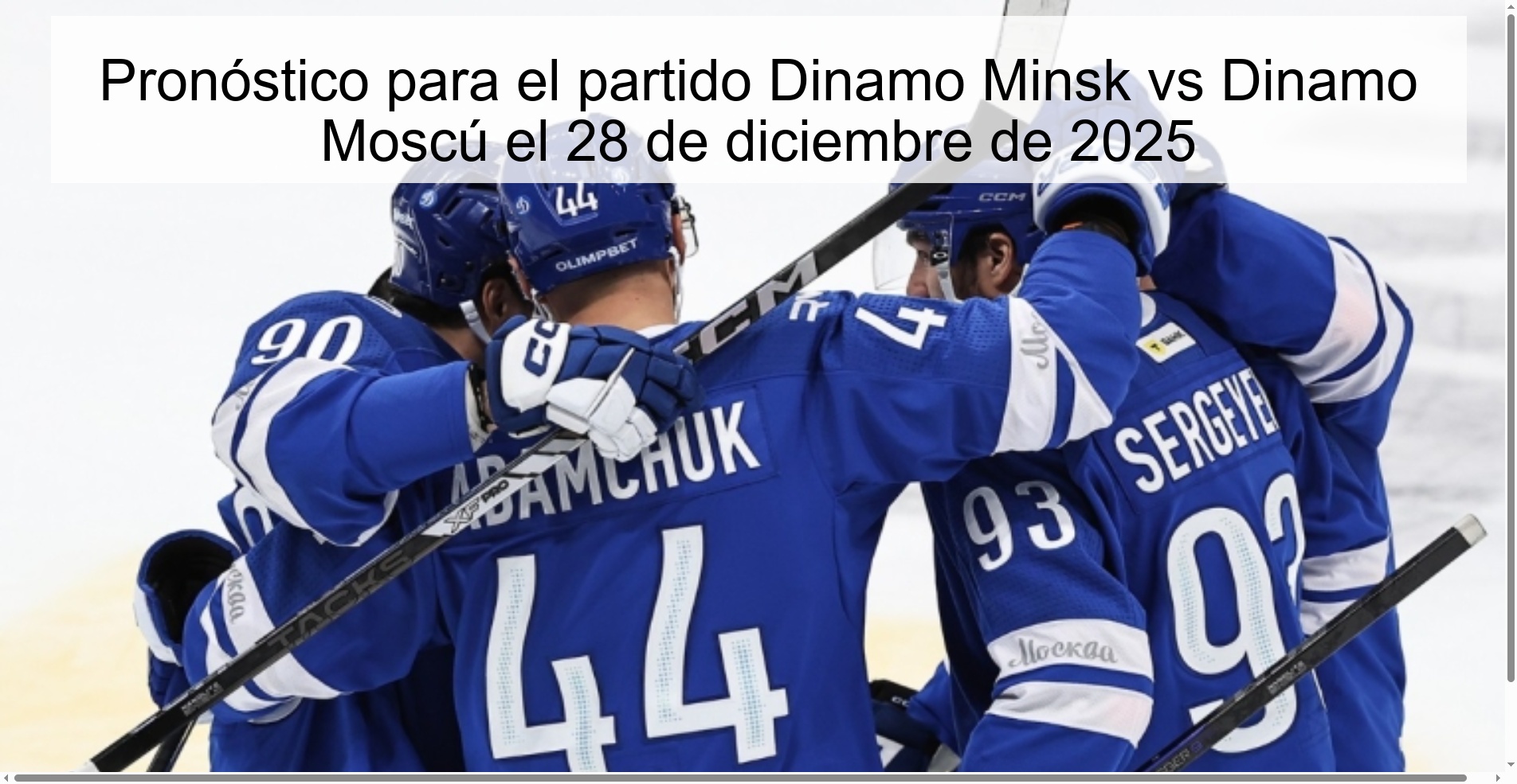 Pronóstico para el partido Dinamo Minsk vs Dinamo Moscú el 28 de diciembre de 2025