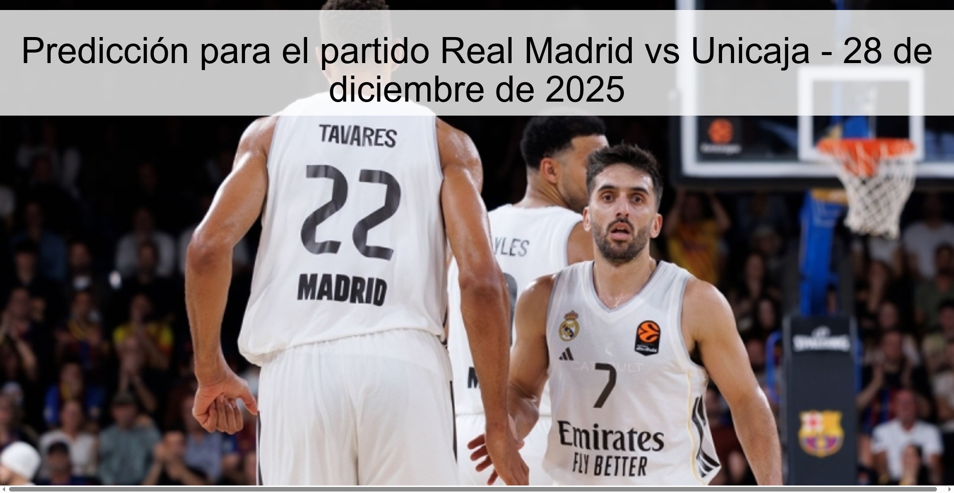 Predicción para el partido Real Madrid vs Unicaja – 28 de diciembre de 2025