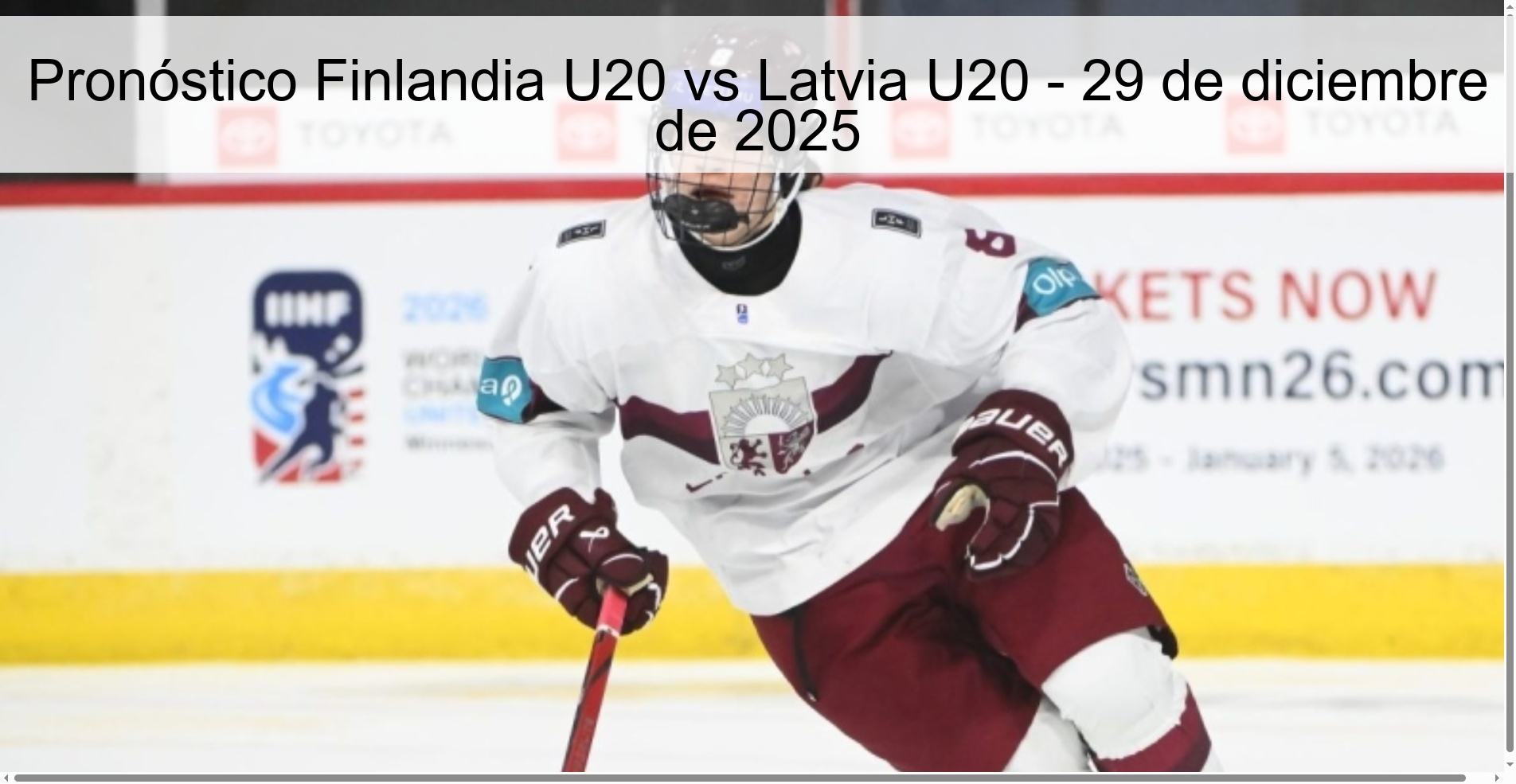 Pronóstico Finlandia U20 vs Latvia U20 – 29 de diciembre de 2025