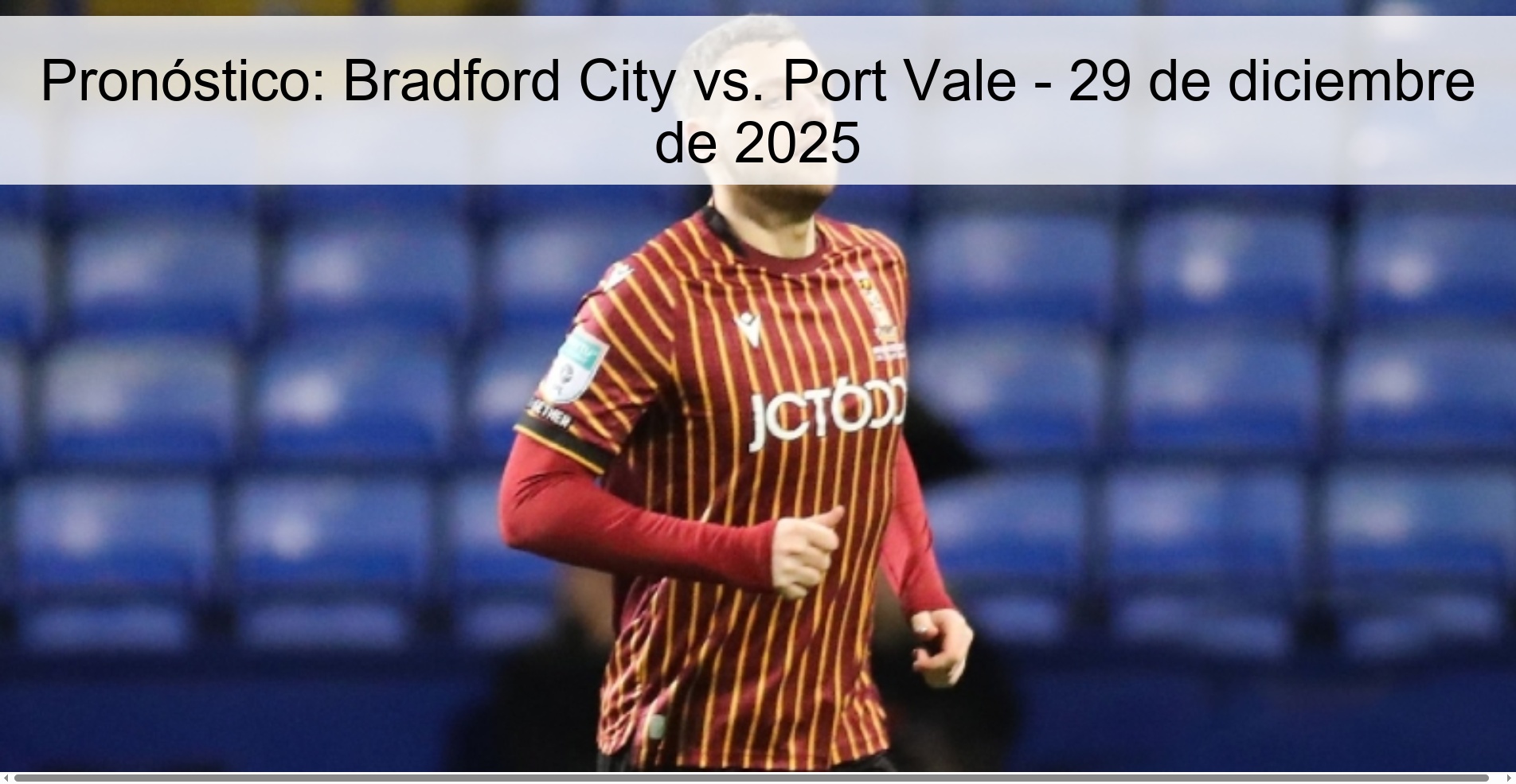 Pronóstico: Bradford City vs. Port Vale – 29 de diciembre de 2025