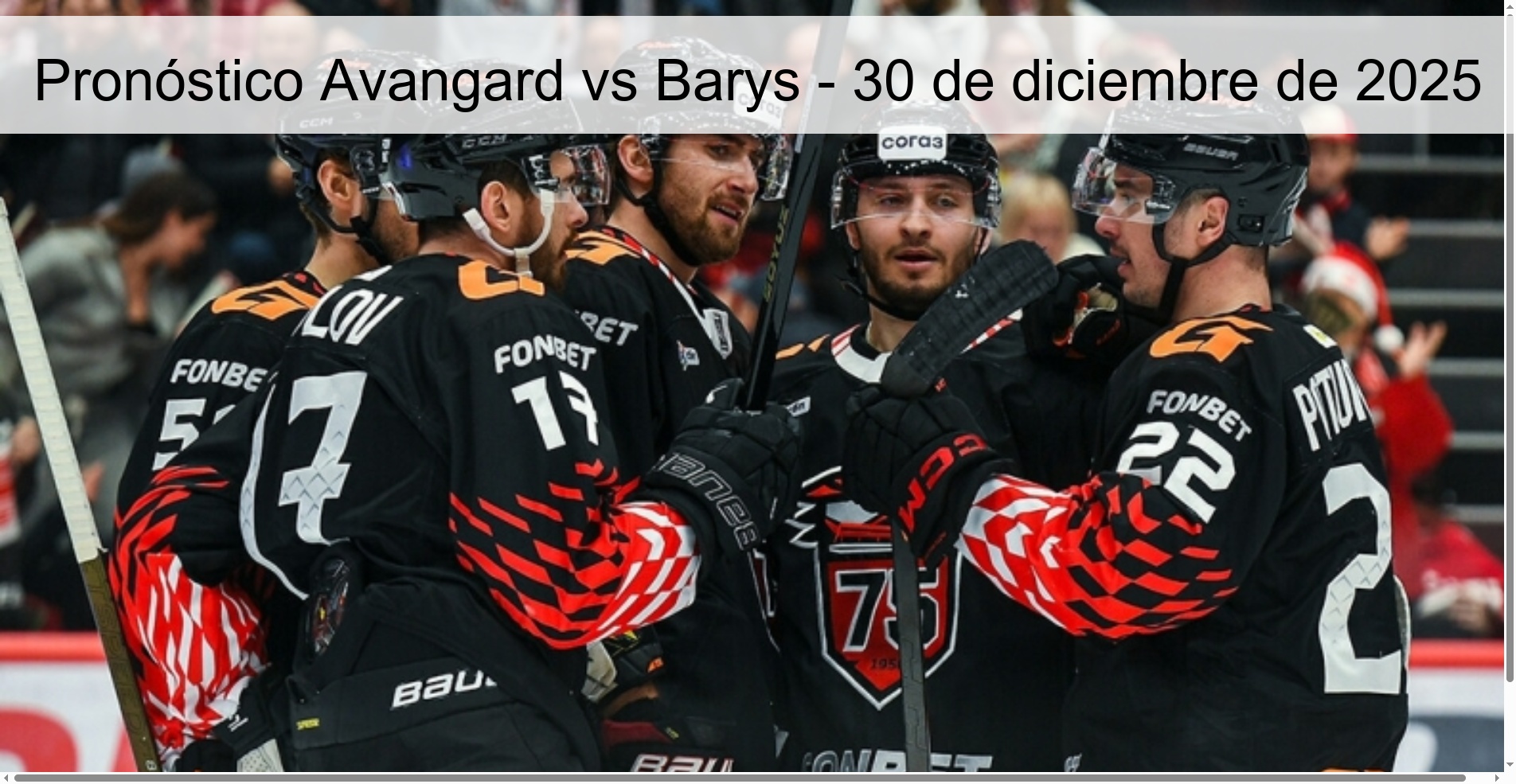 Pronóstico Avangard vs Barys – 30 de diciembre de 2025