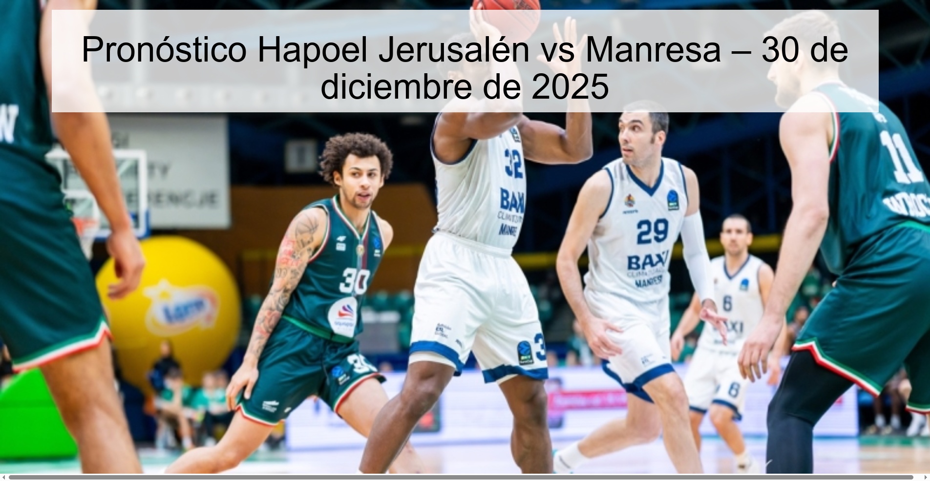 Pronóstico Hapoel Jerusalén vs Manresa – 30 de diciembre de 2025