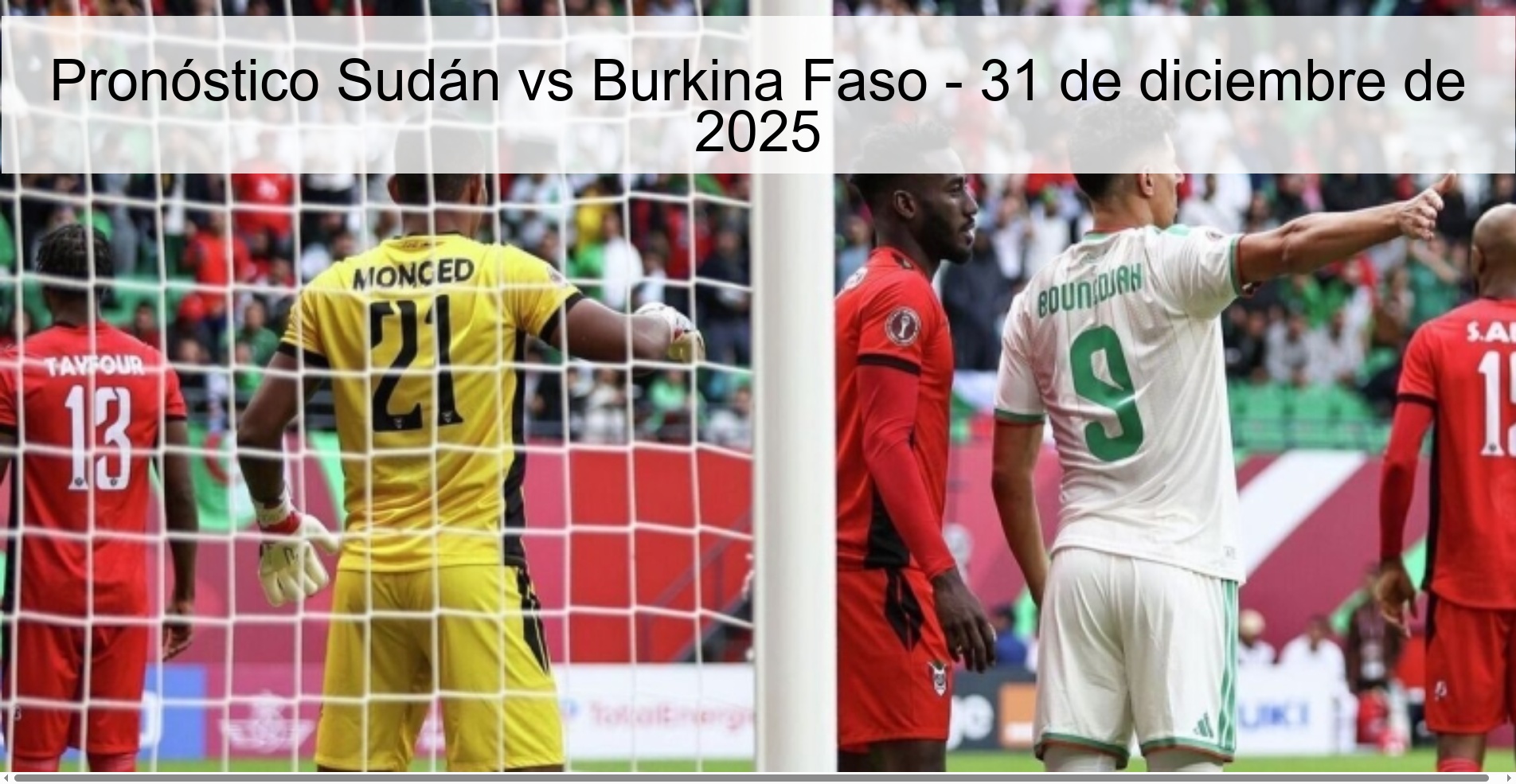 Pronóstico Sudán vs Burkina Faso – 31 de diciembre de 2025