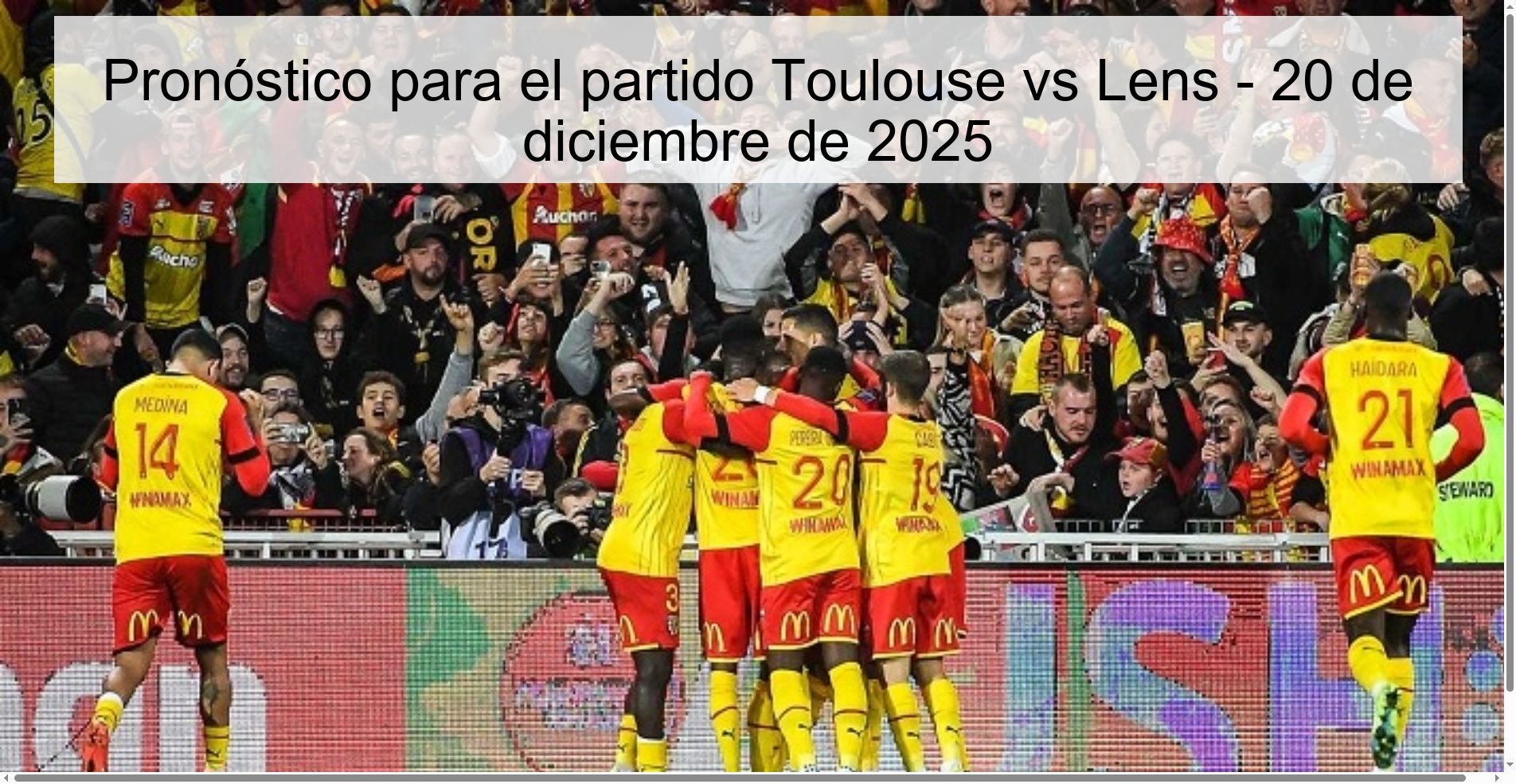 Pronóstico para el partido Toulouse vs Lens – 20 de diciembre de 2025
