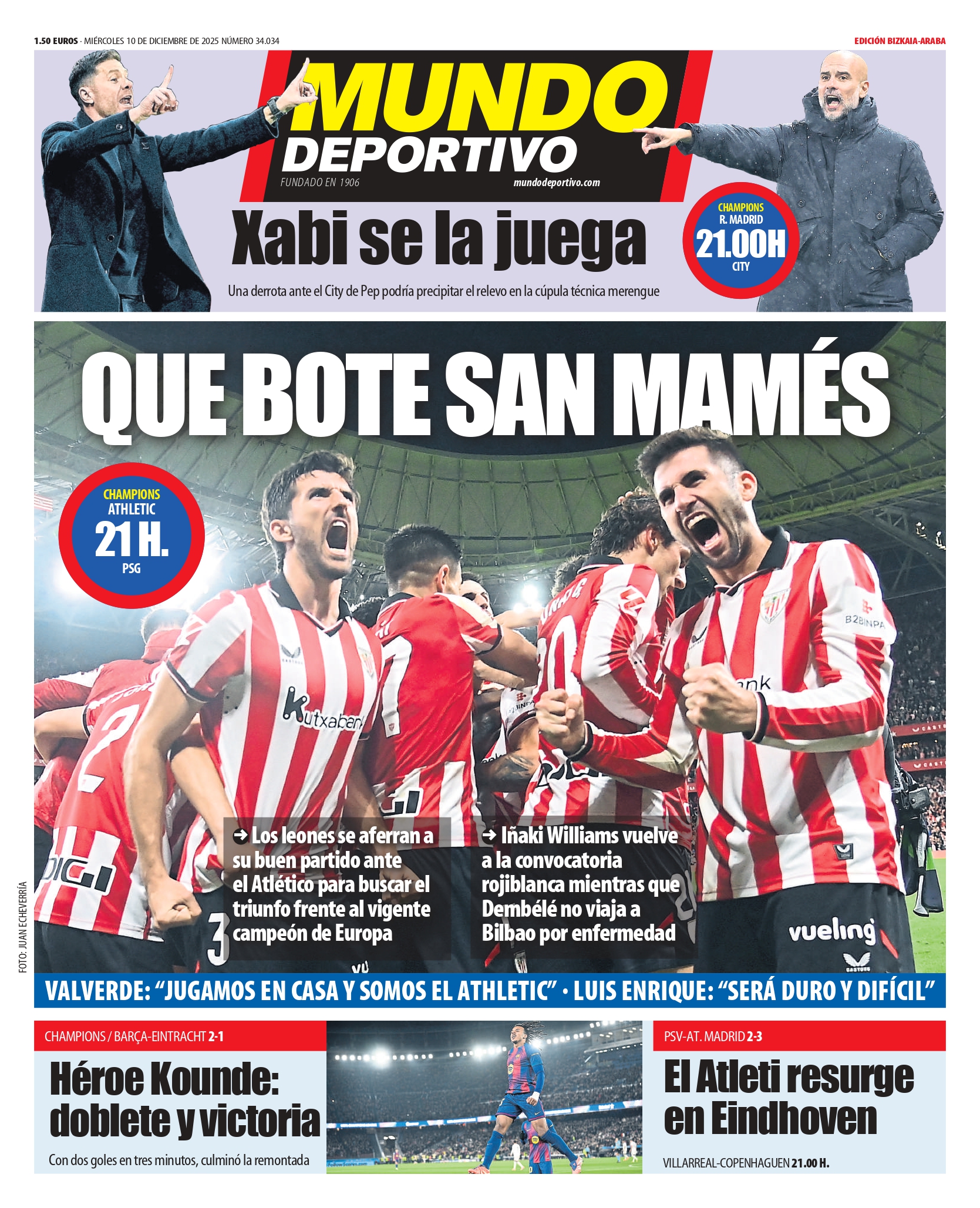 Athletic Bilbao frente al PSG en San Mamés: Champions League, 3 claves y una noche que puede marcar la temporada