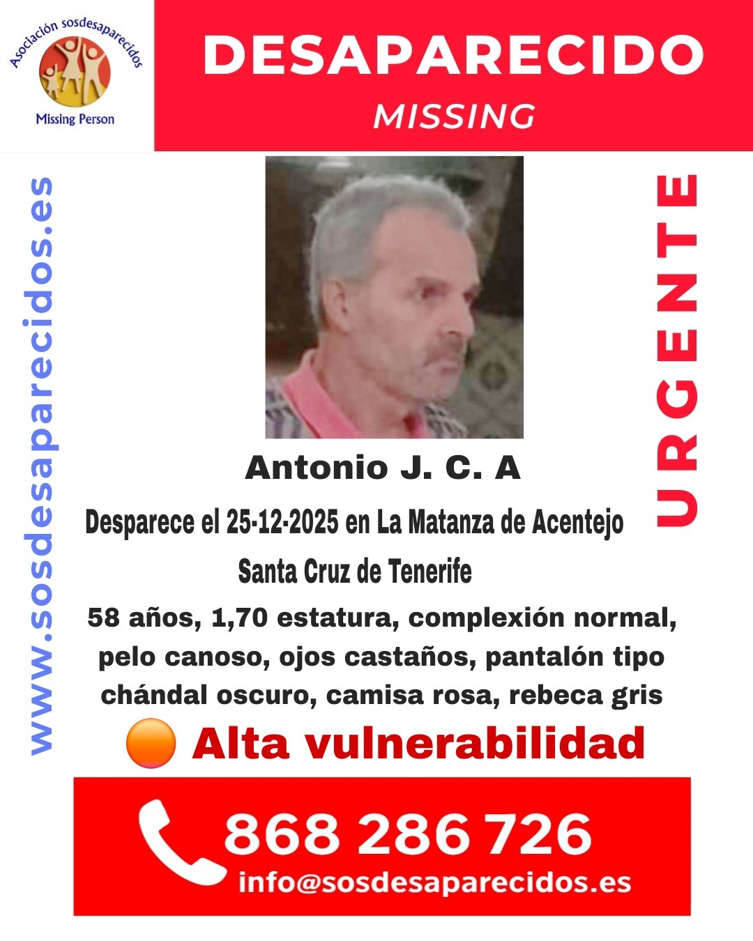 Desaparición de Antonio: Un Llamado Urgente a la Solidaridad ante la Vulnerabilidad