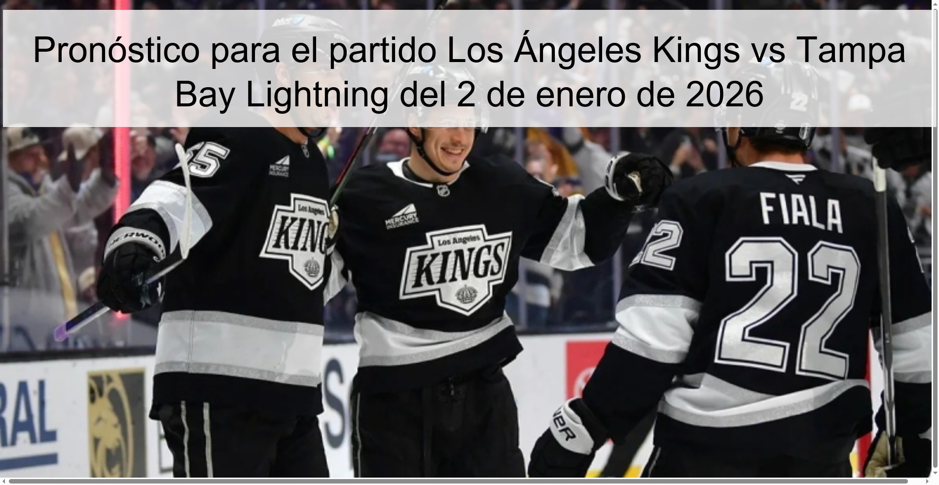 Pronóstico para el partido Los Ángeles Kings vs Tampa Bay Lightning del 2 de enero de 2026