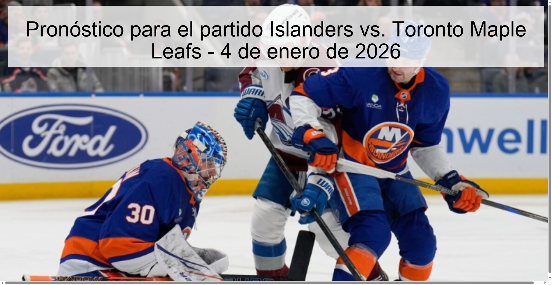 Pronóstico para el partido Islanders vs. Toronto Maple Leafs – 4 de enero de 2026