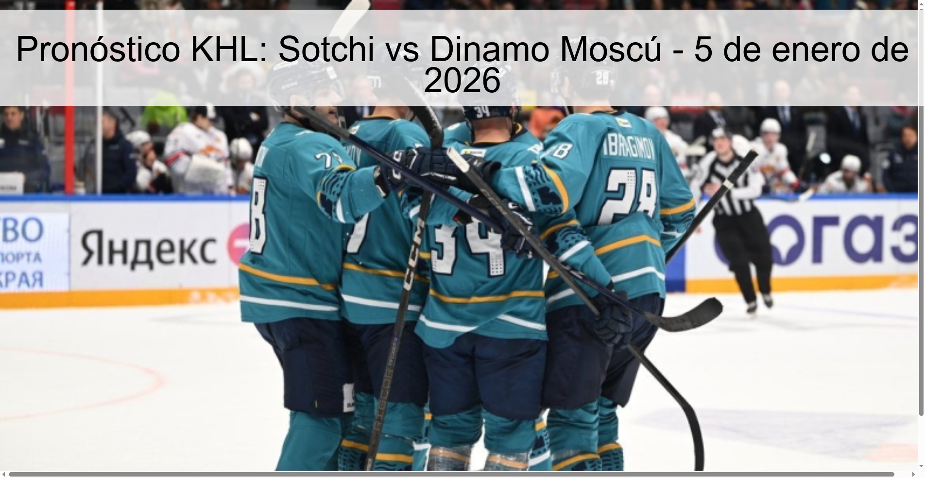 Pronóstico KHL: Sotchi vs Dinamo Moscú - 5 de enero de 2026