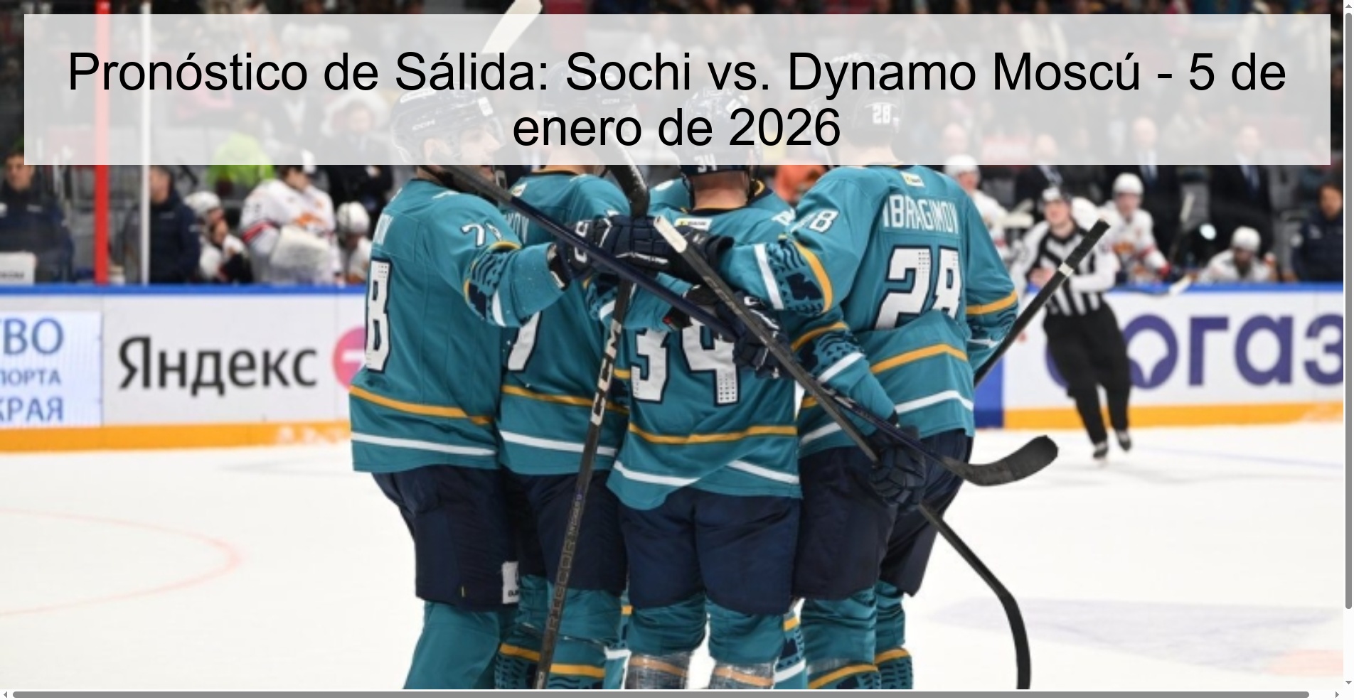 Pronóstico de Sálida: Sochi vs. Dynamo Moscú – 5 de enero de 2026