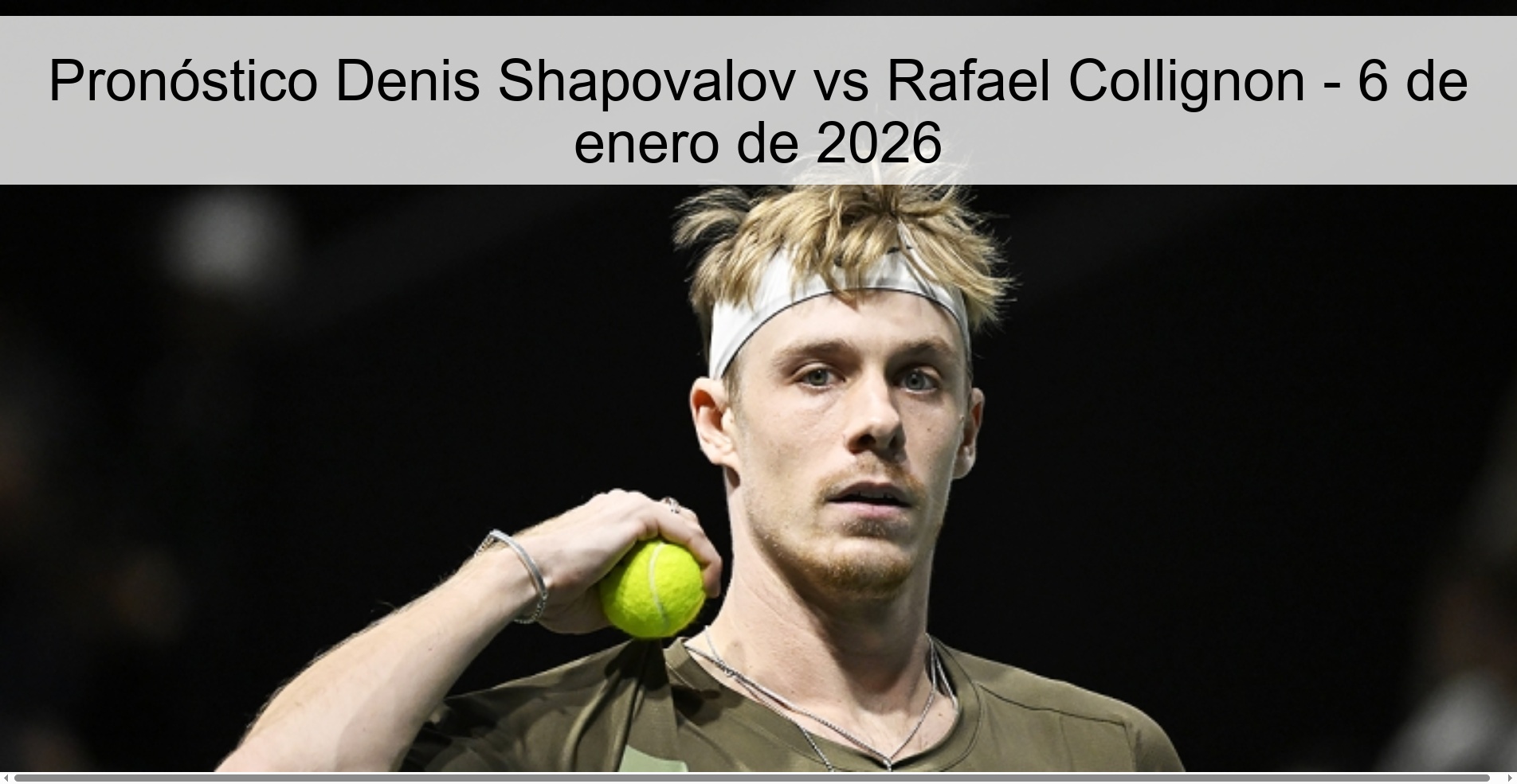 Pronóstico Denis Shapovalov vs Rafael Collignon - 6 de enero de 2026
