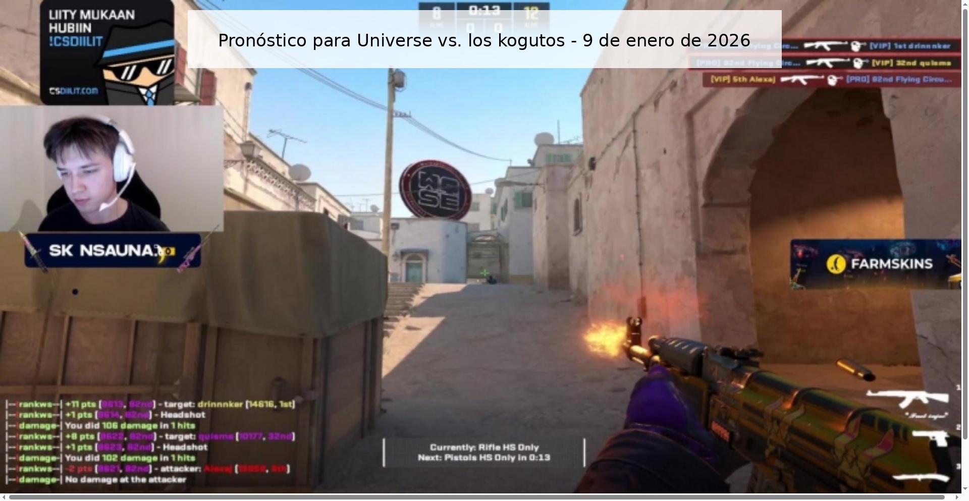 Pronóstico para Universe vs. los kogutos – 9 de enero de 2026