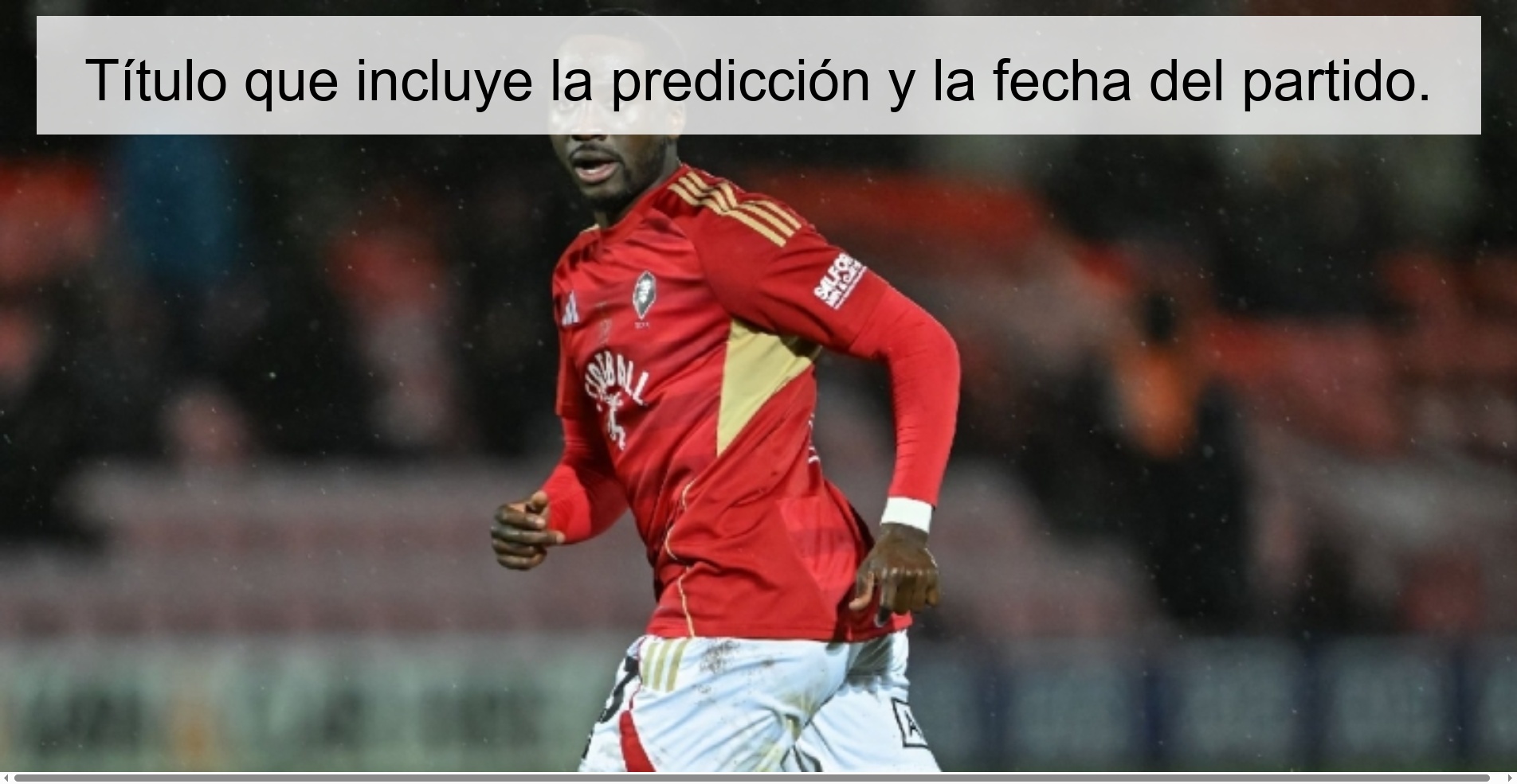 Título que incluye la predicción y la fecha del partido.