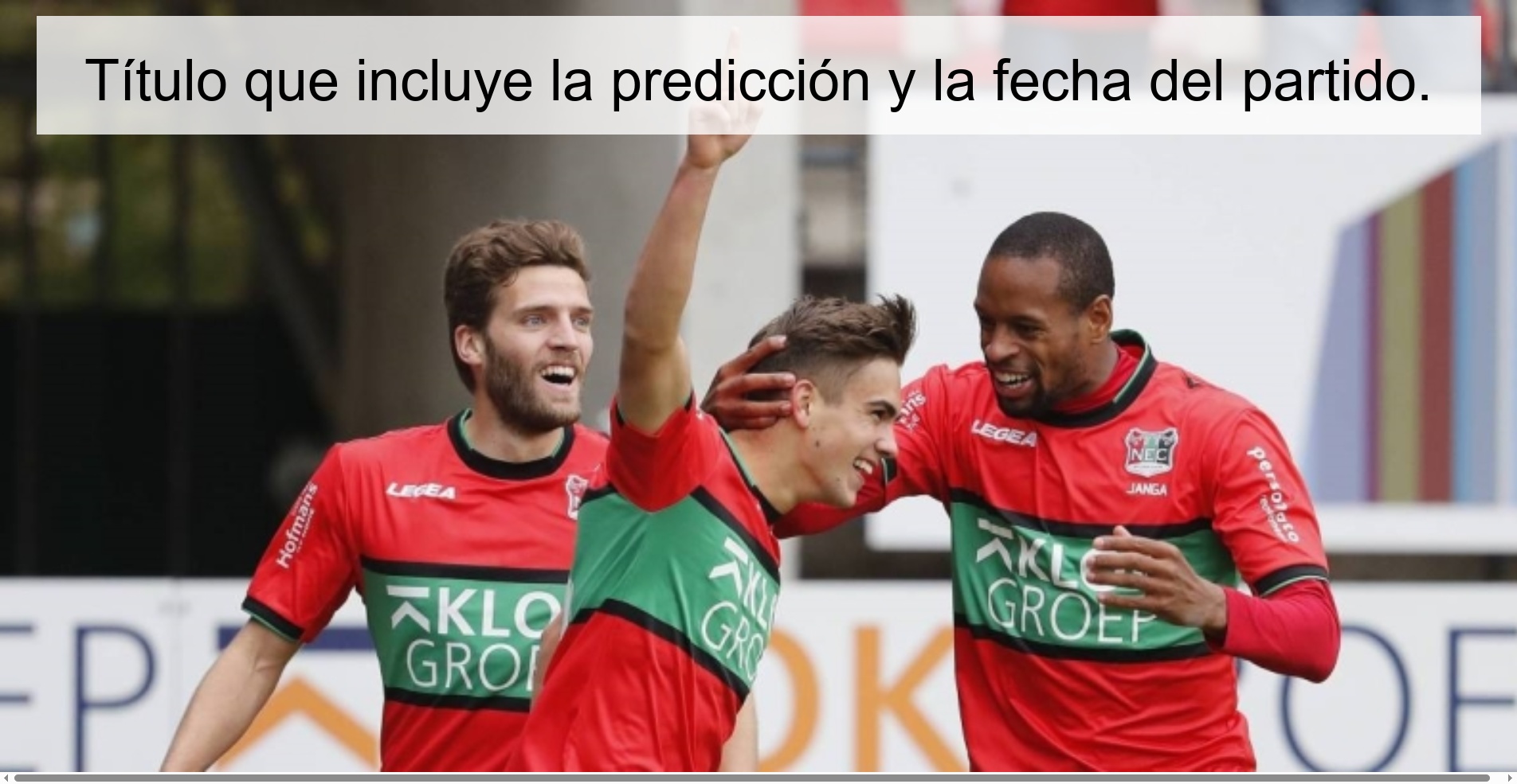 Título que incluye la predicción y la fecha del partido.