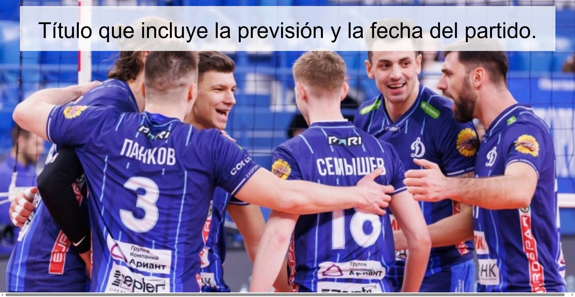 Título que incluye la previsión y la fecha del partido.