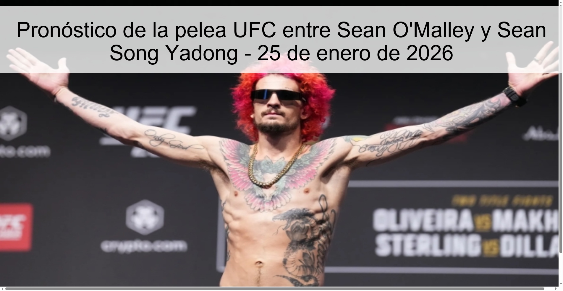 Pronóstico de la pelea UFC entre Sean O’Malley y Sean Song Yadong – 25 de enero de 2026